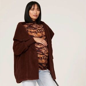 Hatch Chocolate Brown Coat with Geometric Top